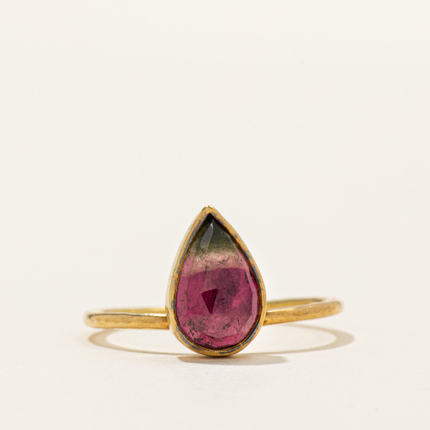 Bezel Set Watermelon Tourmaline Ring | 0.60ct | SZ 5.75