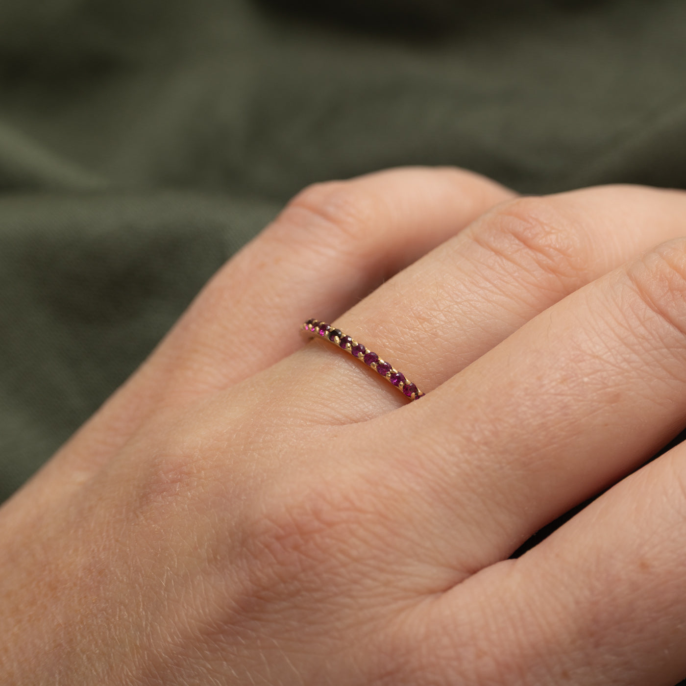 18k Eternity Synthetic Ruby Band | 1.55mm | SZ 7.25