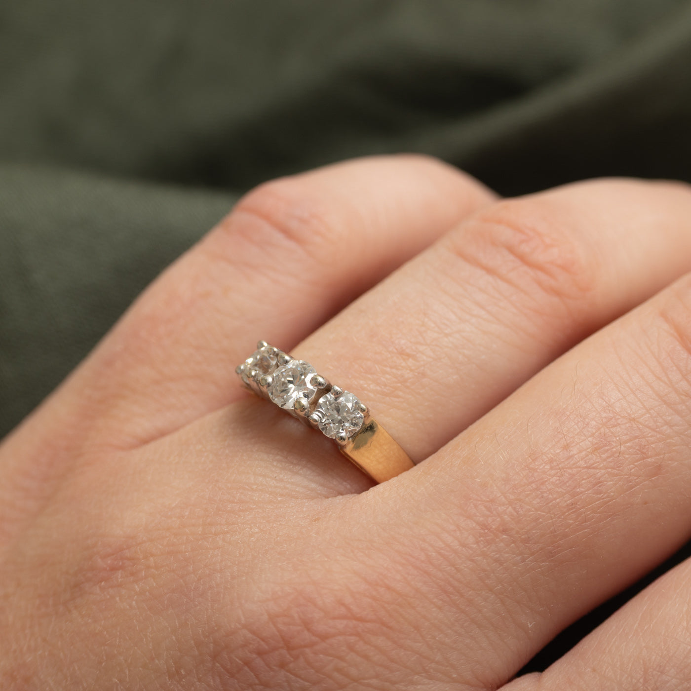 Three Stone Old European Cut Diamond Engagement Ring | 0.84ctw | SZ 5.75