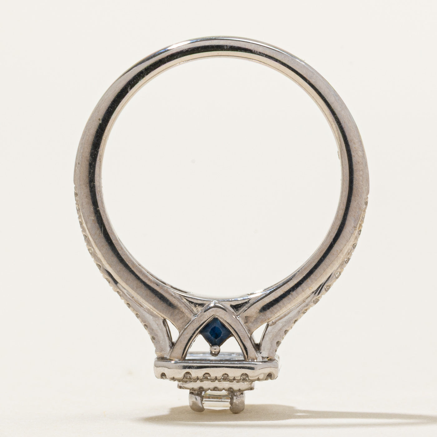 'Vera Wang' Princess Cut Diamond Double Halo & Hidden Sapphire Ring | 0.48ctw, 0.05ctw | SZ 8