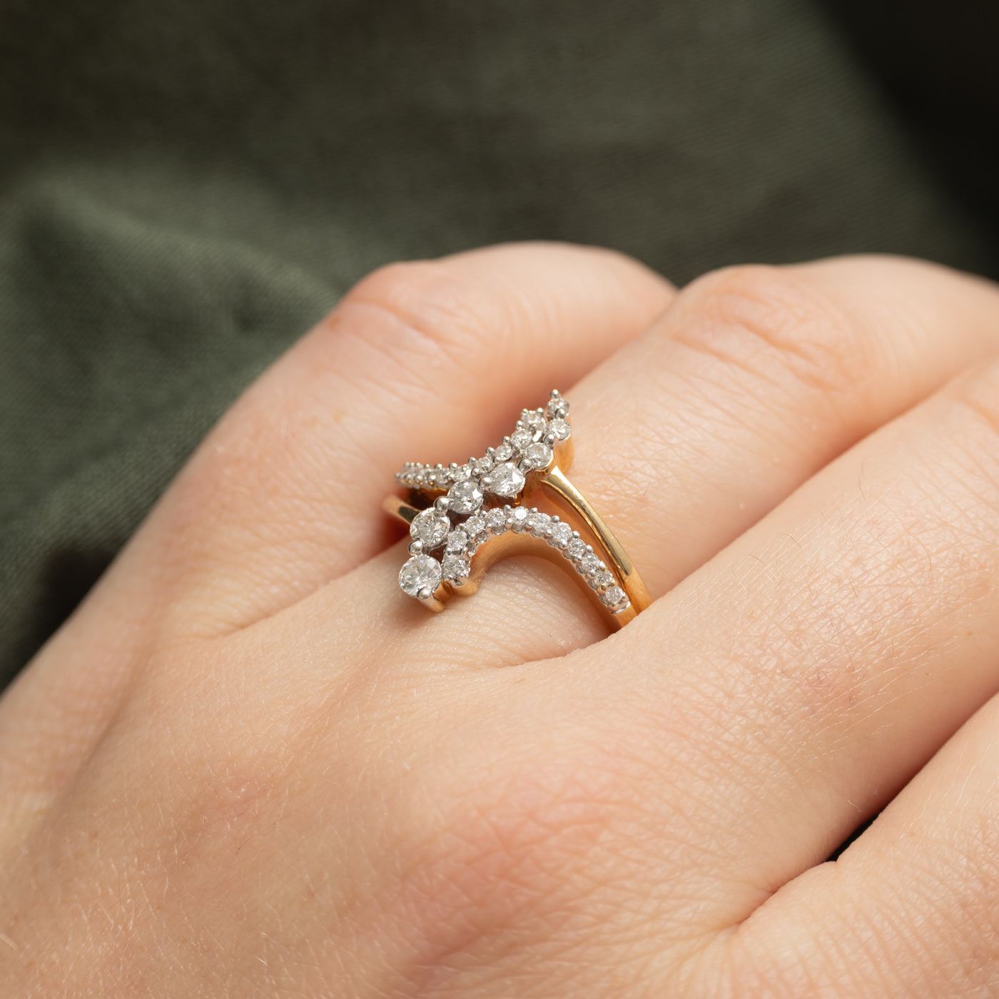 Diamond Waterfall Bypass Ring | 0.42ctw | SZ 6.5