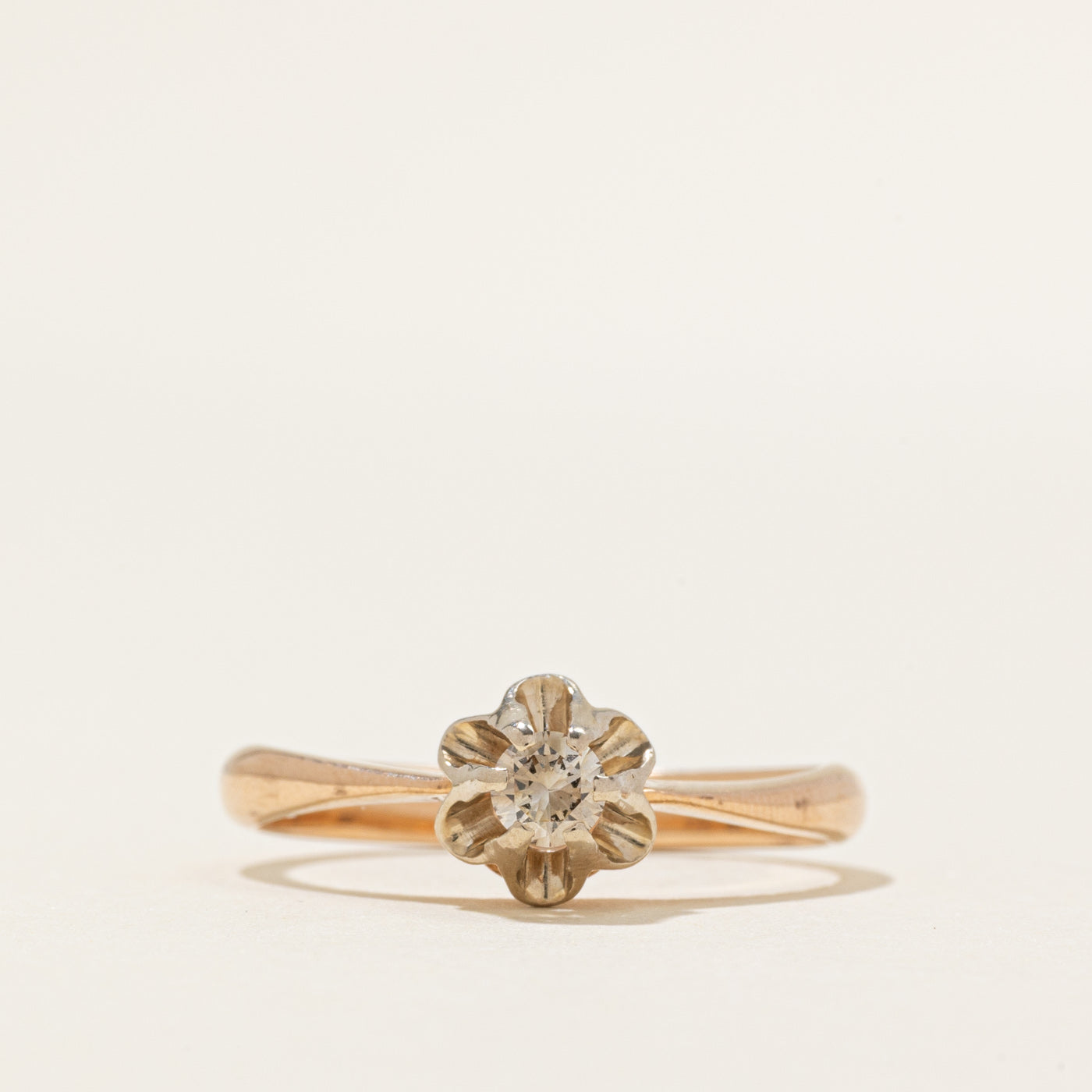 Belcher Set Chocolate Coloured Diamond Ring | 0.16ctw | SZ 8.5