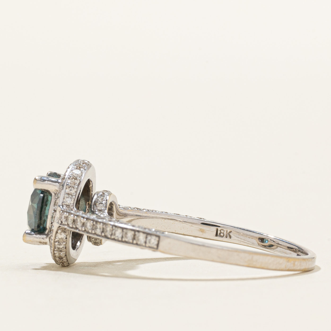 18K Blue Diamond Halo Engagement Ring | 1.91ctw | SZ 8.5