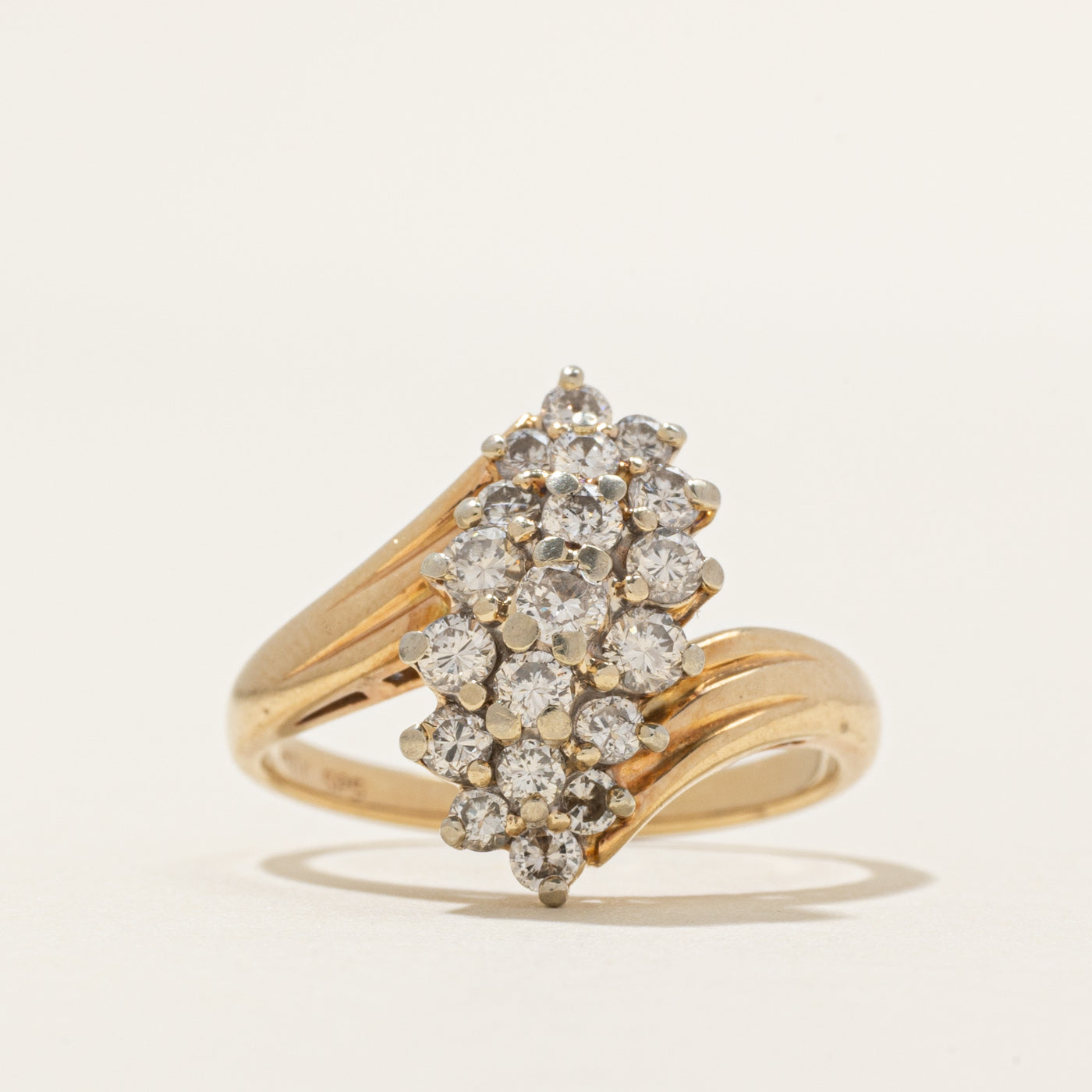 Yellow Gold Diamond Cluster Bypass Ring | 0.69ctw | SZ 6.25