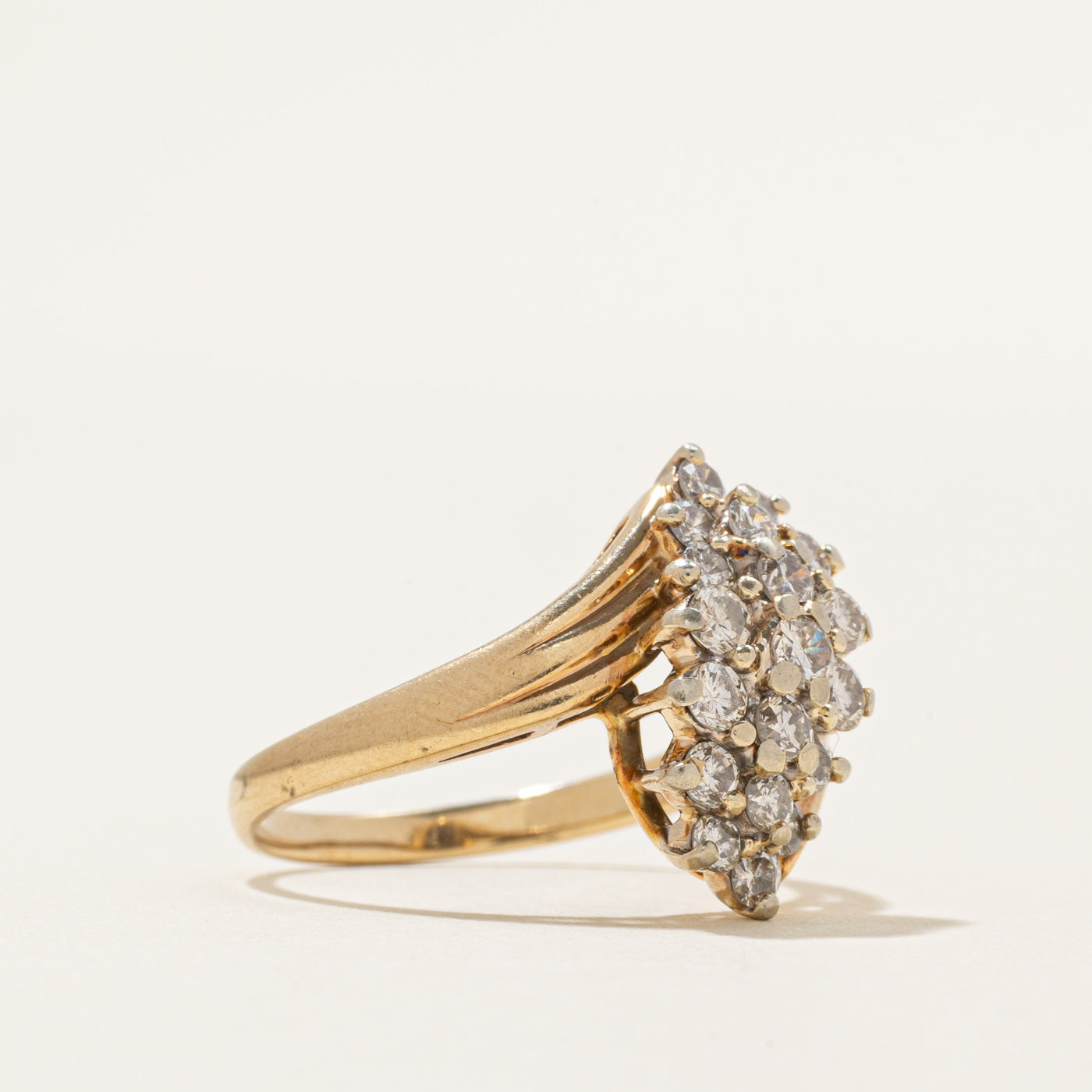 Yellow Gold Diamond Cluster Bypass Ring | 0.69ctw | SZ 6.25