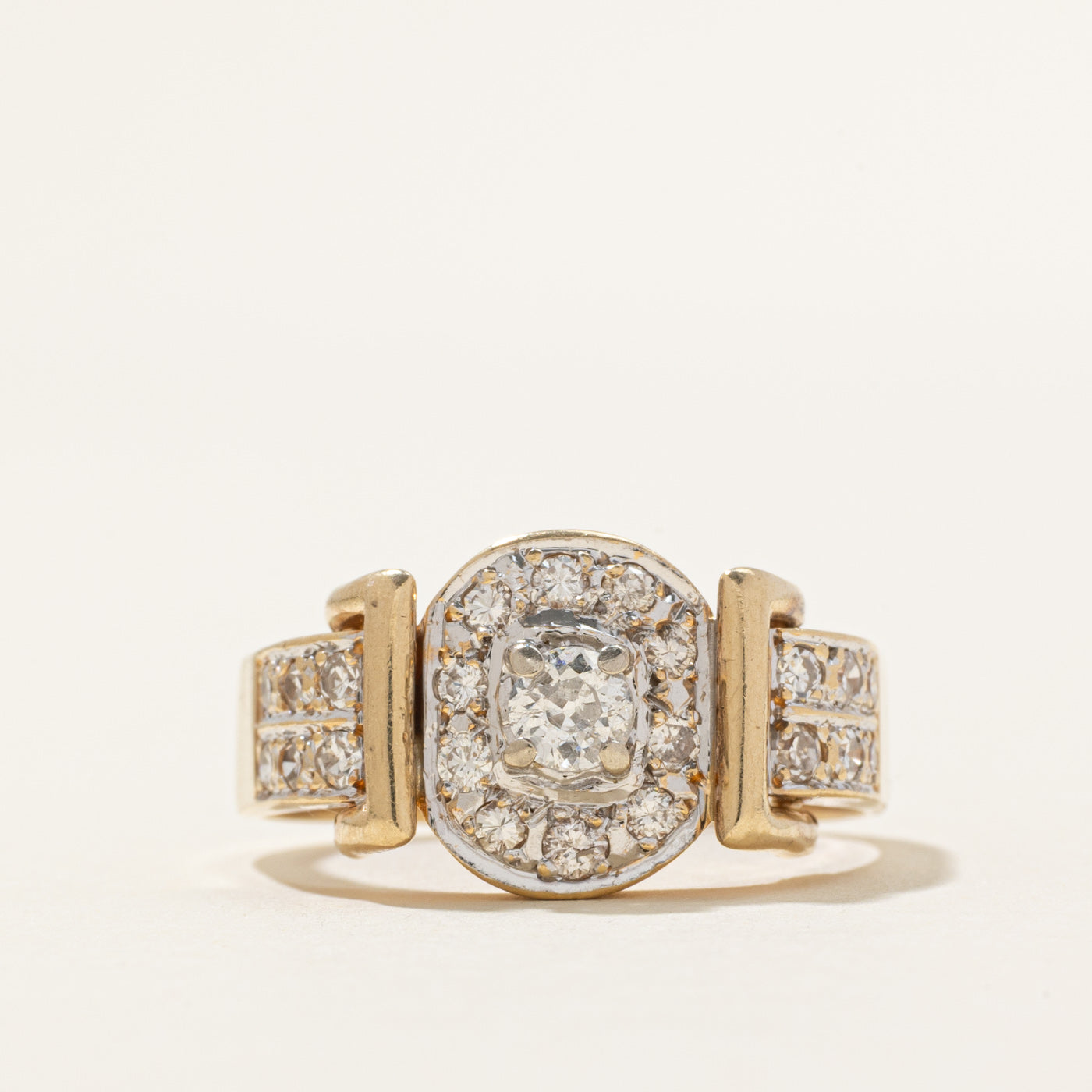 Old European Cut Diamond Cluster Buckle Ring | 0.65ctw | SZ 9.25