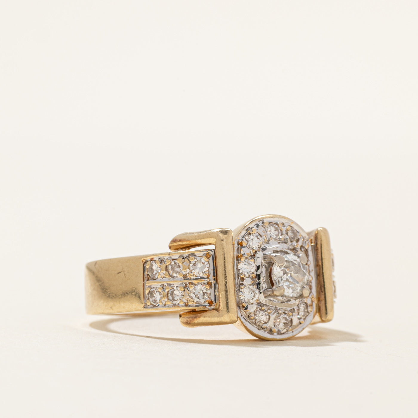 Old European Cut Diamond Cluster Buckle Ring | 0.65ctw | SZ 9.25