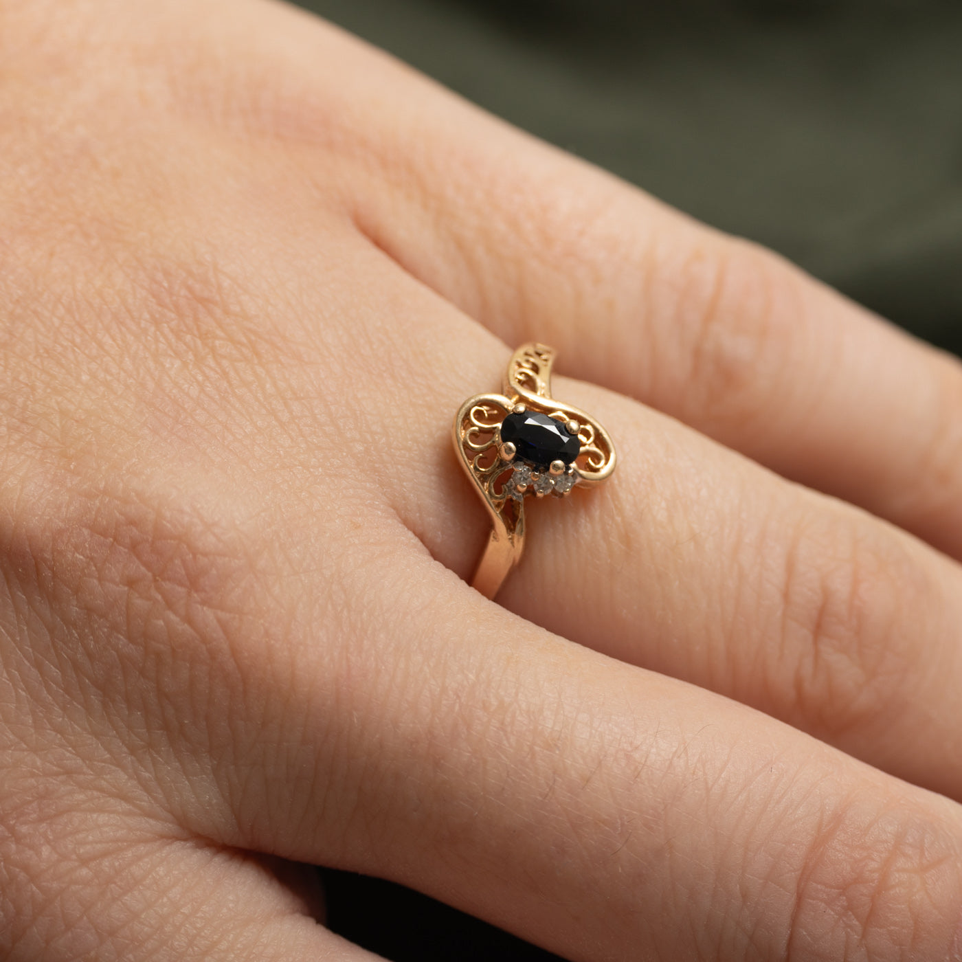 Sapphire & Diamond Openwork Ring | SZ 5.5