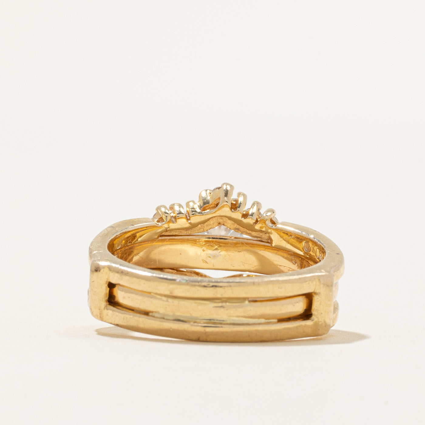 Diamond Chevron Accented Wedding Ring Set | 0.51ctw | SZ 5