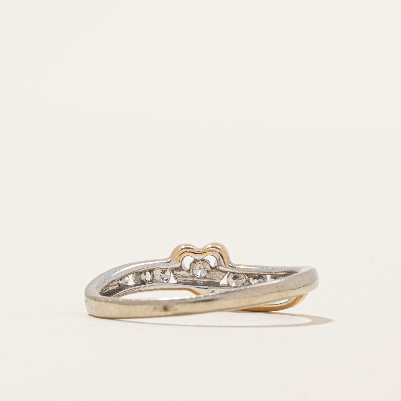 Two Tone Gold Diamond Heart Ring | 0.13ct | SZ 5.75