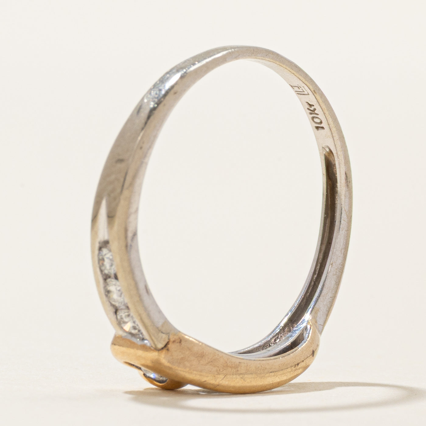 Two Tone Gold Diamond Heart Ring | 0.13ct | SZ 5.75