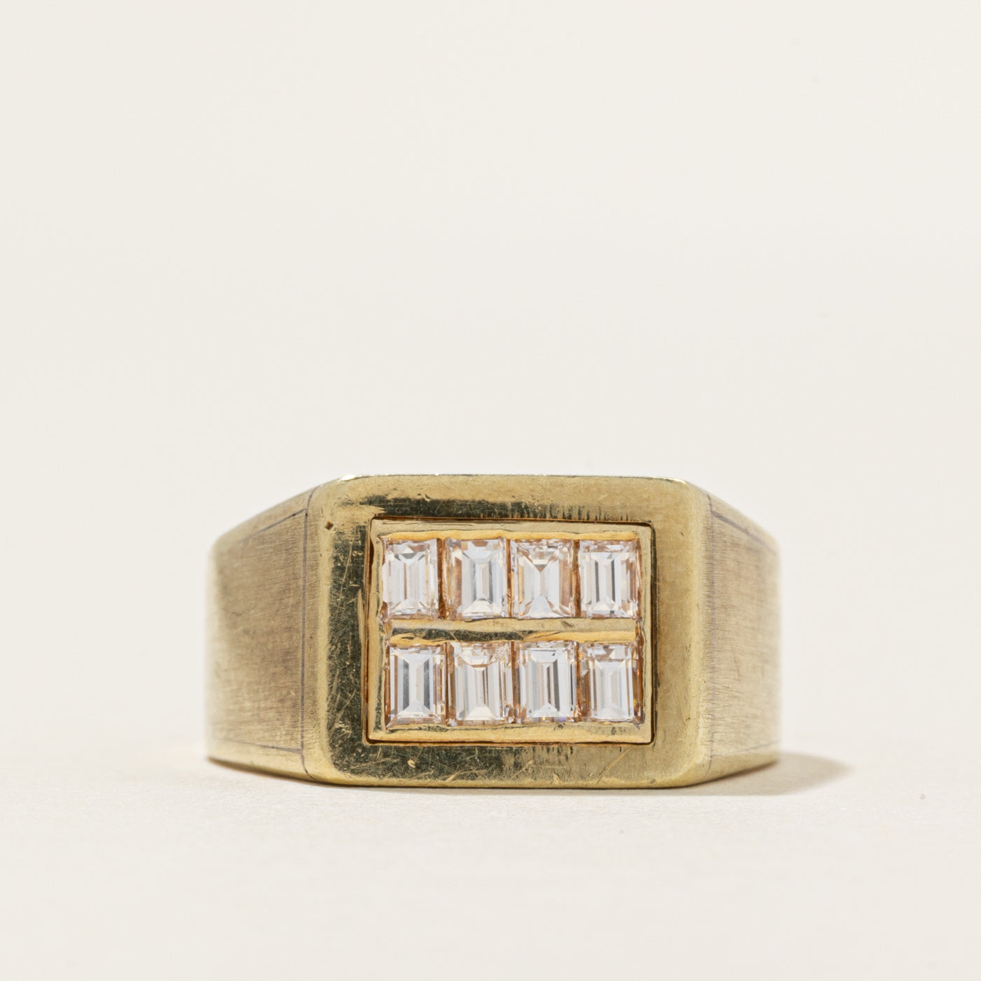 Baguette Cut Diamond Grid Signet Ring | 0.50ctw | SZ 5.75