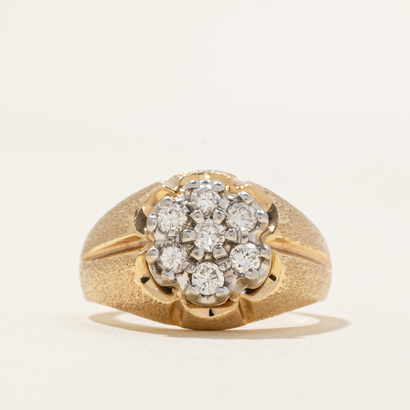 Belcher Set Diamond Cluster Chunky Ring | 0.42ctw | SZ 7.75