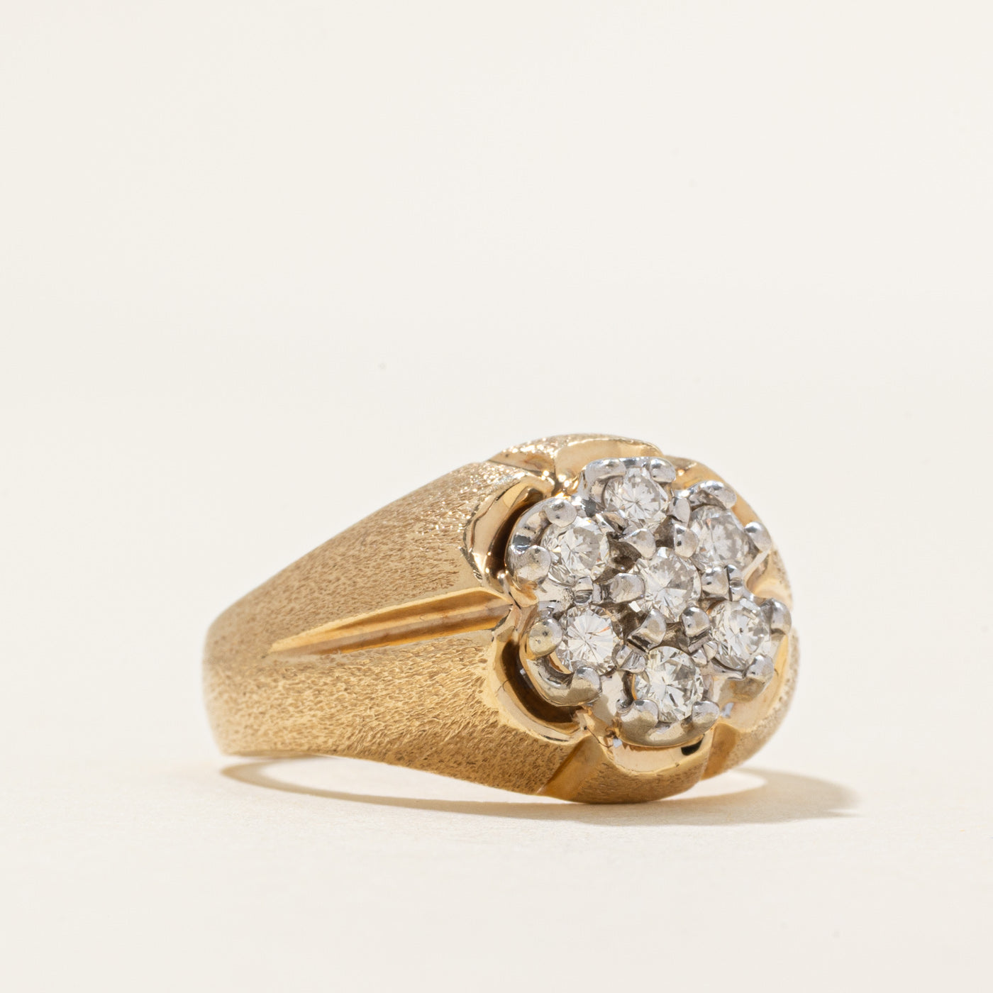 Belcher Set Diamond Cluster Chunky Ring | 0.42ctw | SZ 7.75