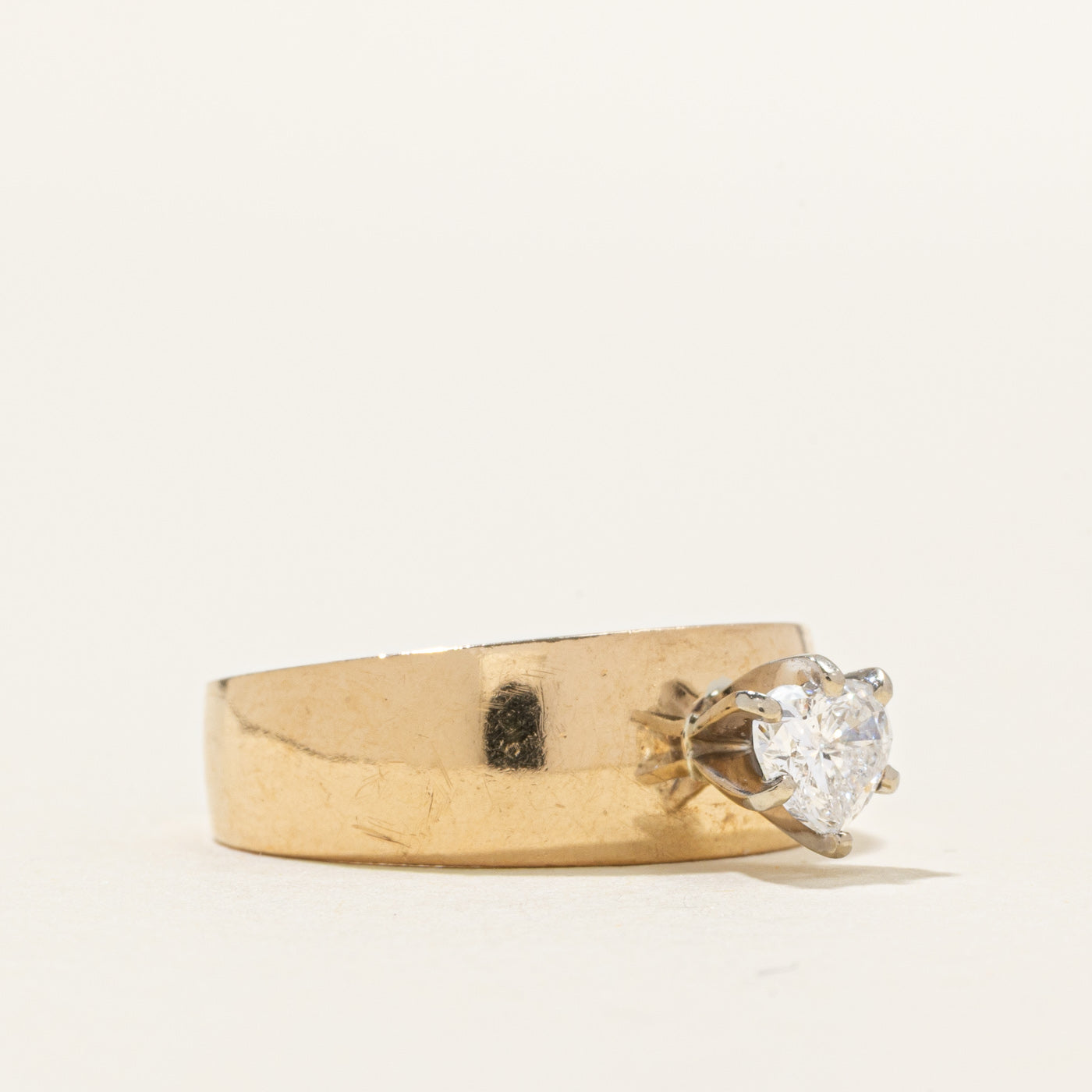 10K Solitaire High Set Heart Cut Diamond Ring | 0.40ct | SZ 6