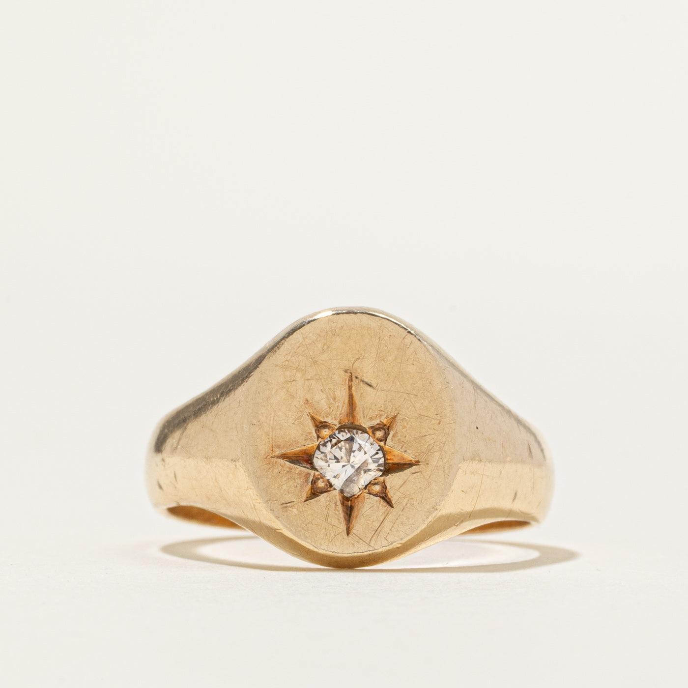 Star Set Diamond Signet Ring | 0.15ct | SZ 8