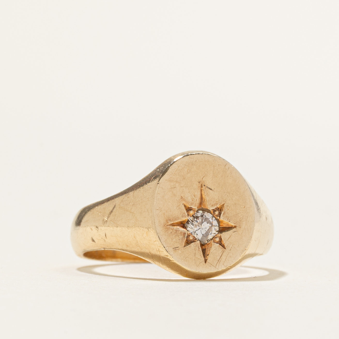 Star Set Diamond Signet Ring | 0.15ct | SZ 8