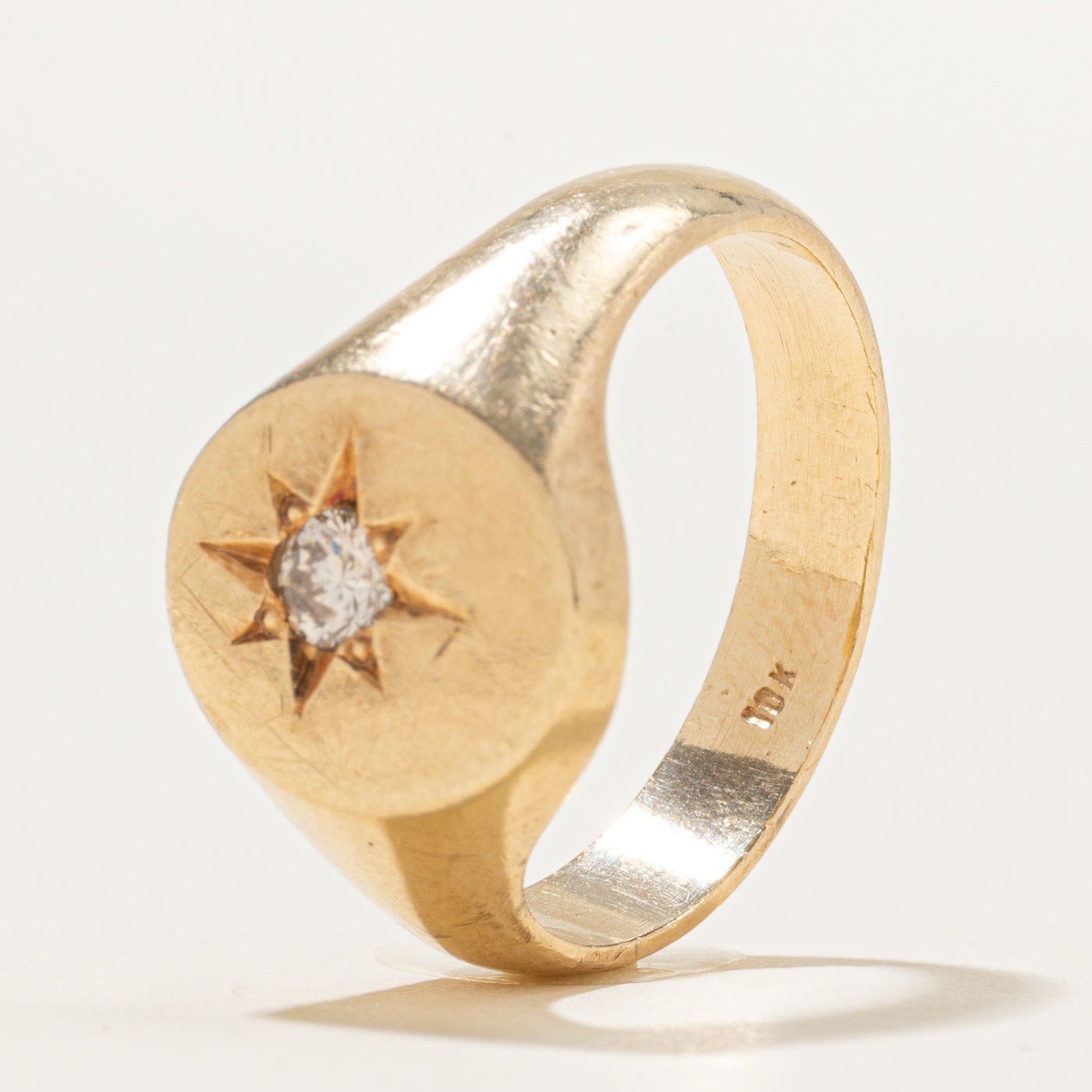 Star Set Diamond Signet Ring | 0.15ct | SZ 8