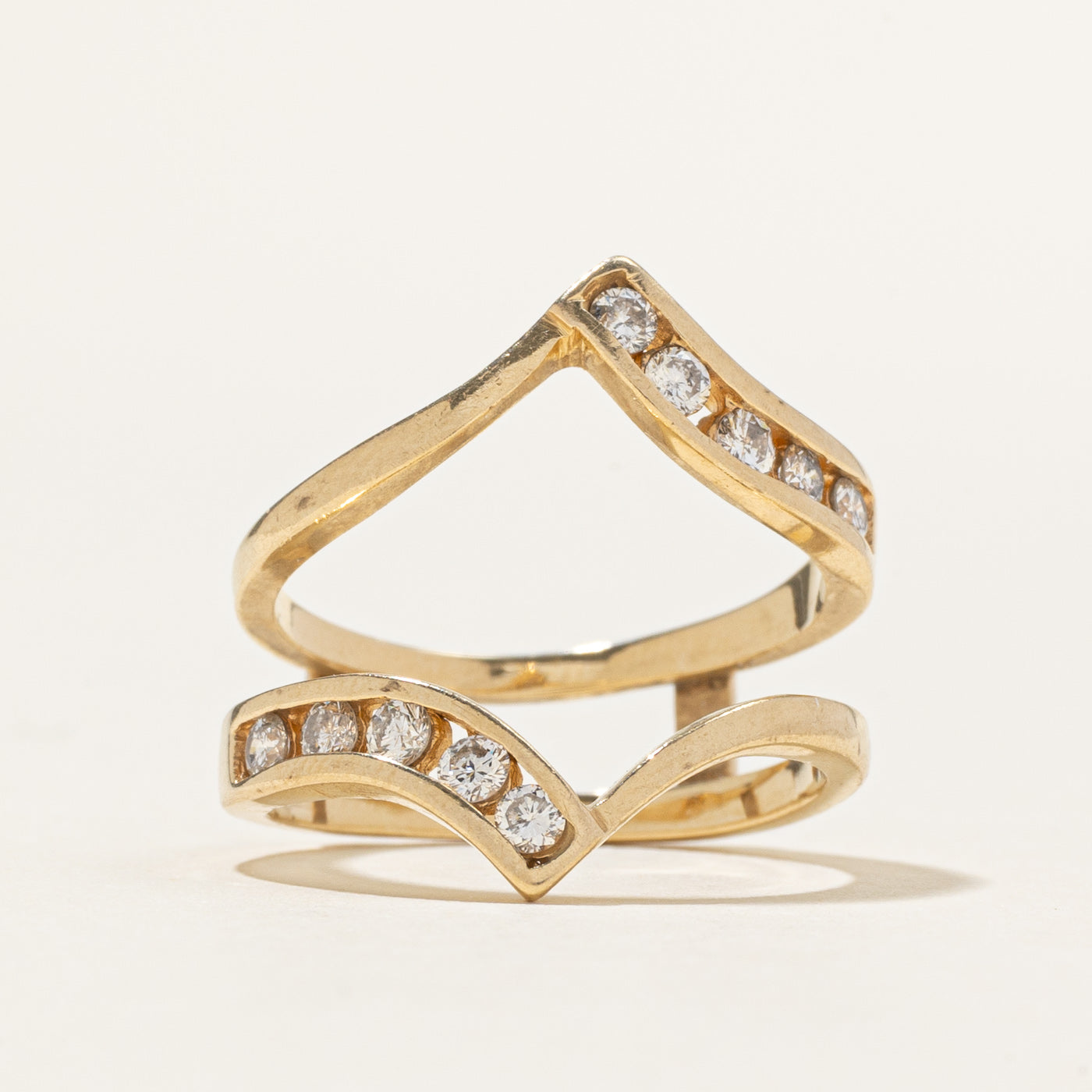 Channel Set Diamond Chevron Ring Guard | 0.38ctw | SZ 6.25