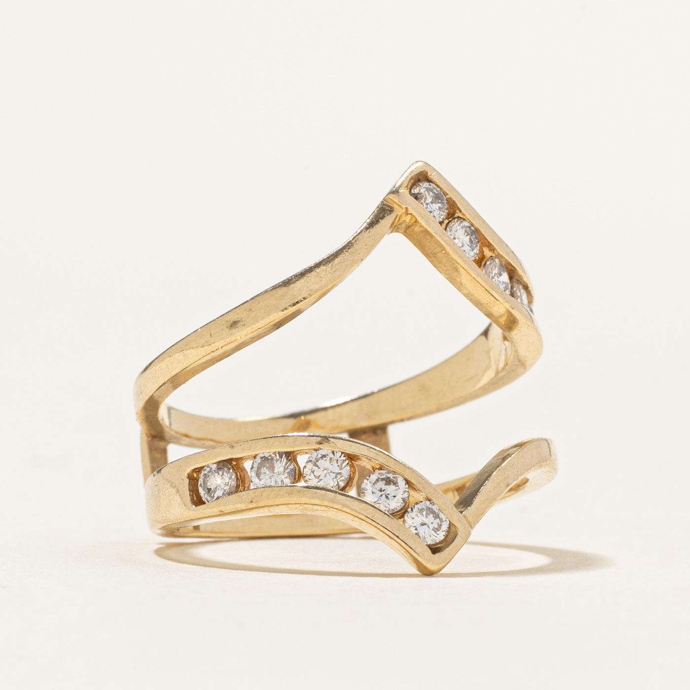 Channel Set Diamond Chevron Ring Guard | 0.38ctw | SZ 6.25