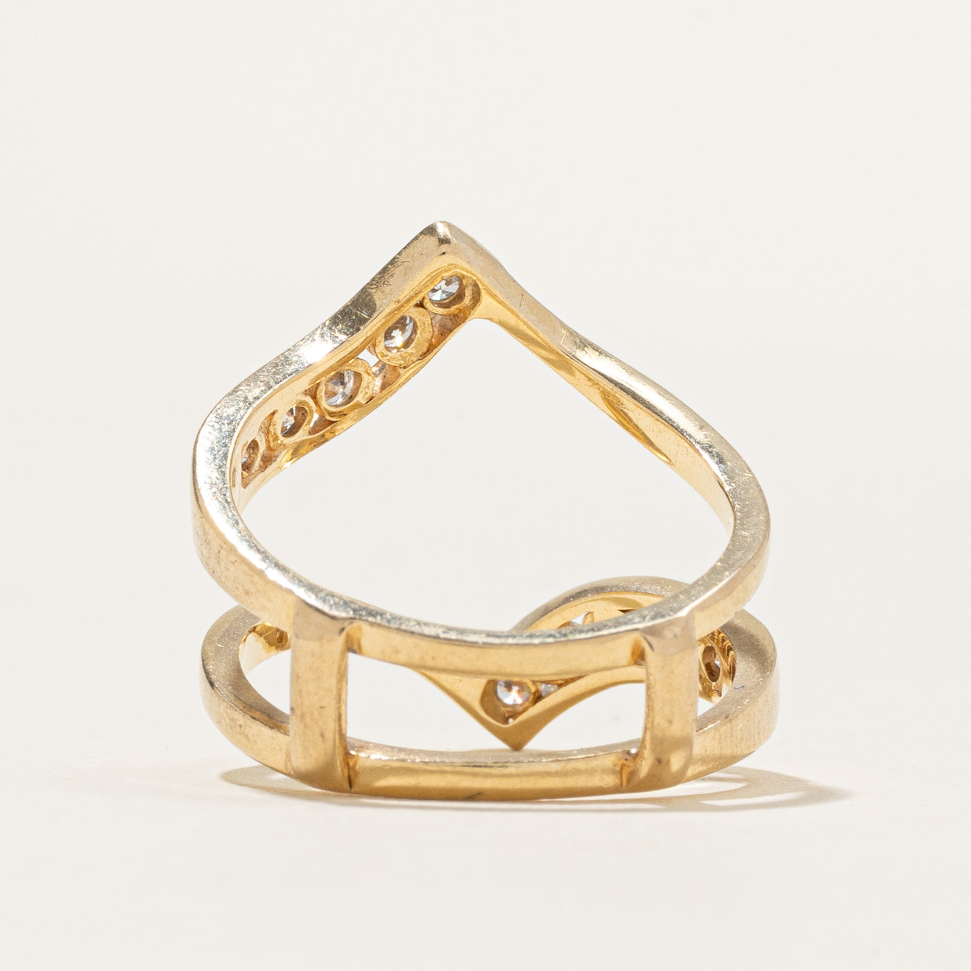 Channel Set Diamond Chevron Ring Guard | 0.38ctw | SZ 6.25