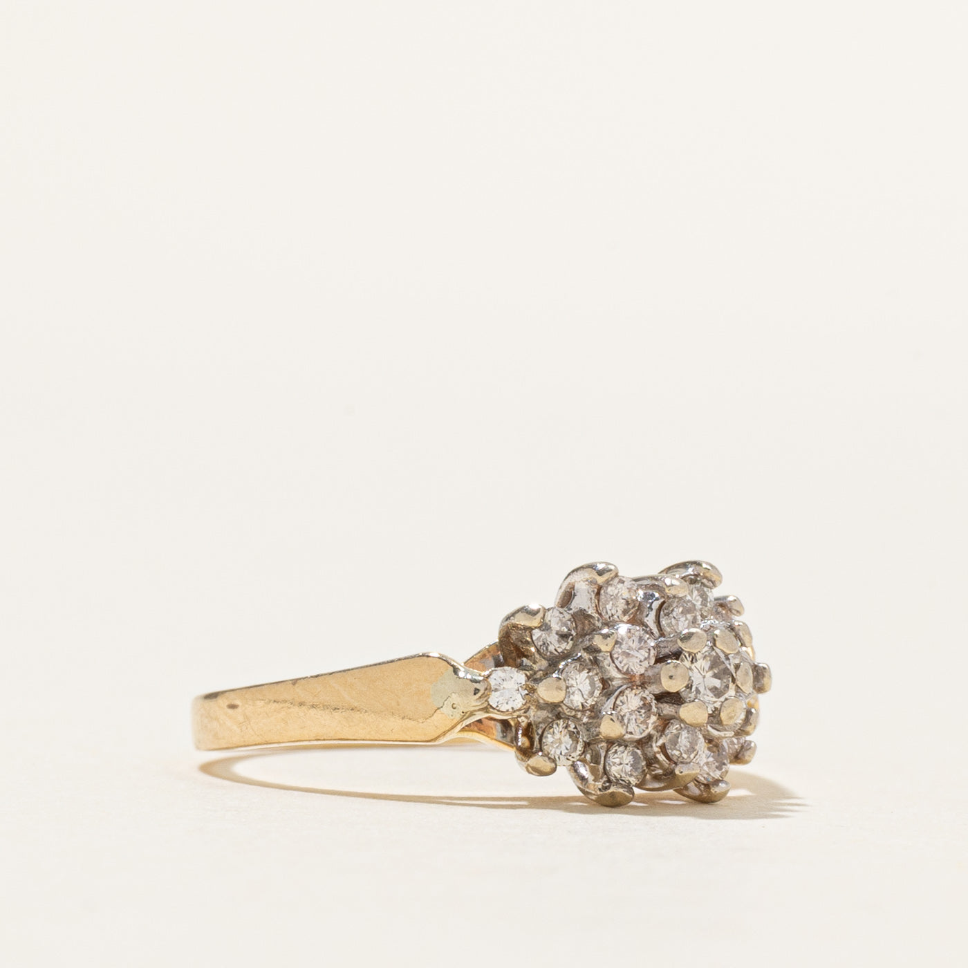 Yellow Gold Diamond Cluster Ring | 0.25ctw | SZ 5