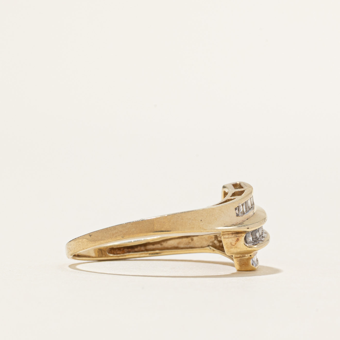 Multi Row Channel Set Diamond Bypass Ring | 0.16ctw | SZ 8