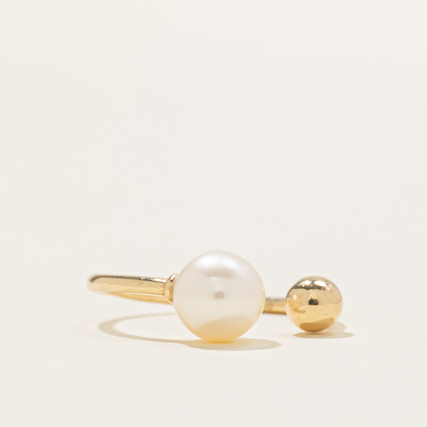 14K Pearl & Gold Sphere Open Ring | SZ 5