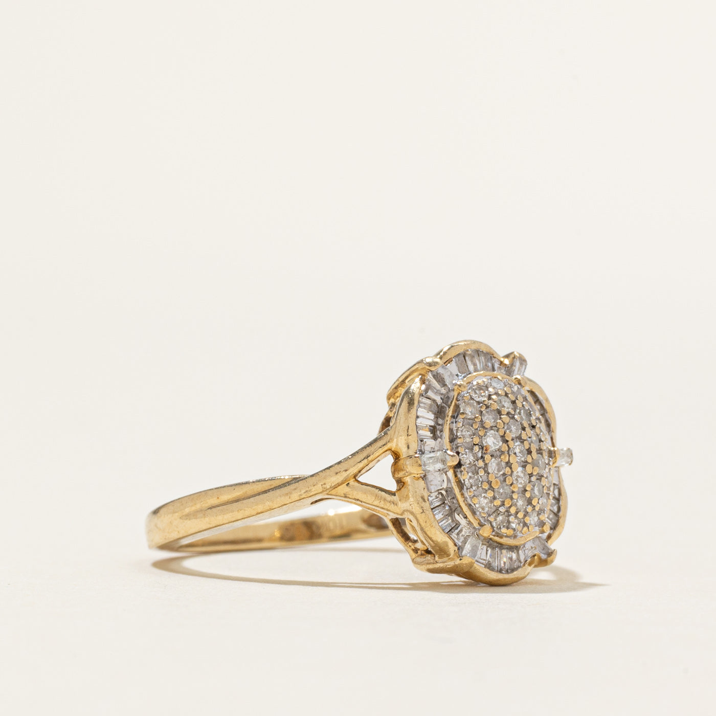Multi Cut Diamond Oval Cluster Ring | 0.20ctw | SZ 7