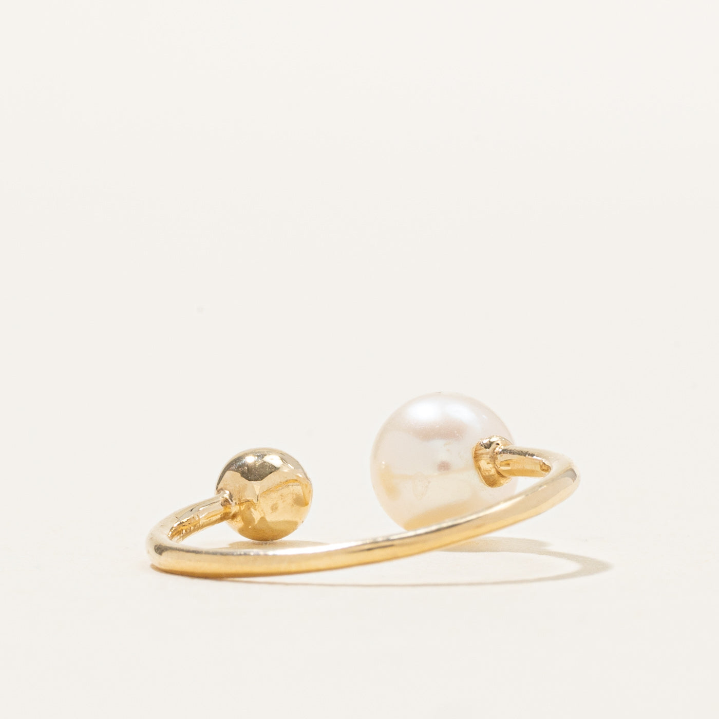 14K Pearl & Gold Sphere Open Ring | SZ 5