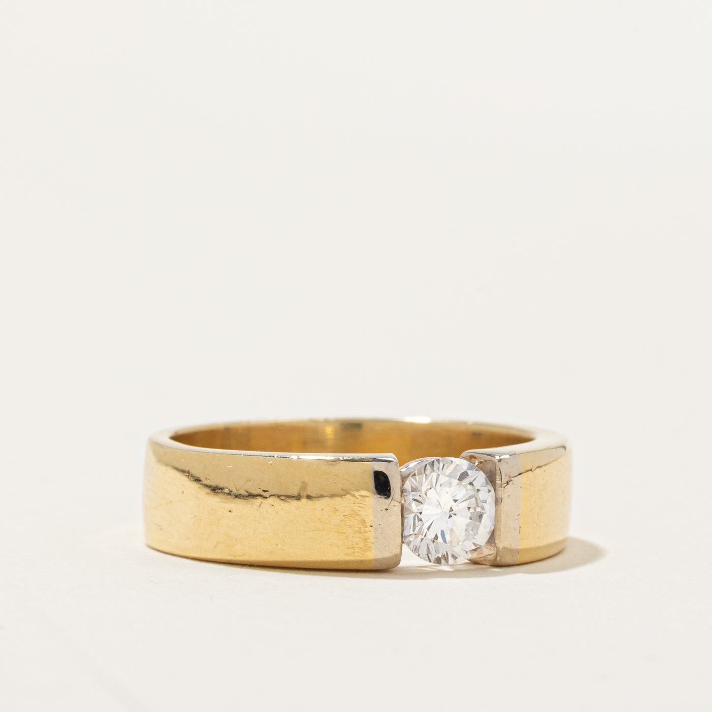 18k Solitaire Tension Set Diamond Band | 0.56ct SI1 F | SZ 9