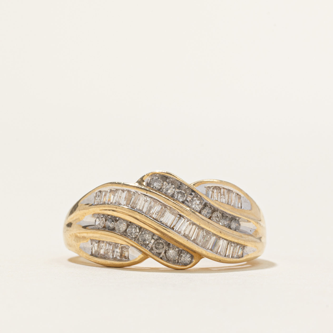 Channel Set Diamond Waterfall Cross Over Ring | 0.47ctw | SZ 7.25