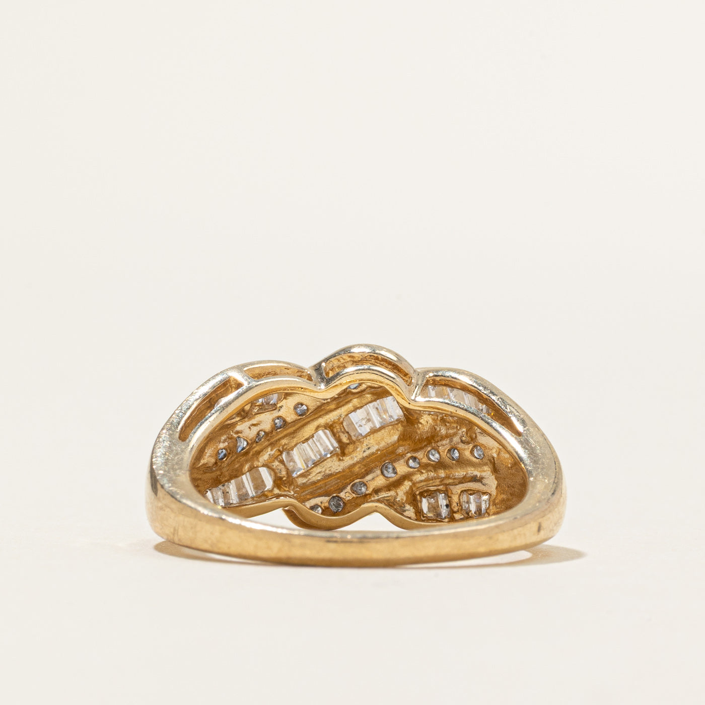 Channel Set Diamond Waterfall Cross Over Ring | 0.47ctw | SZ 7.25