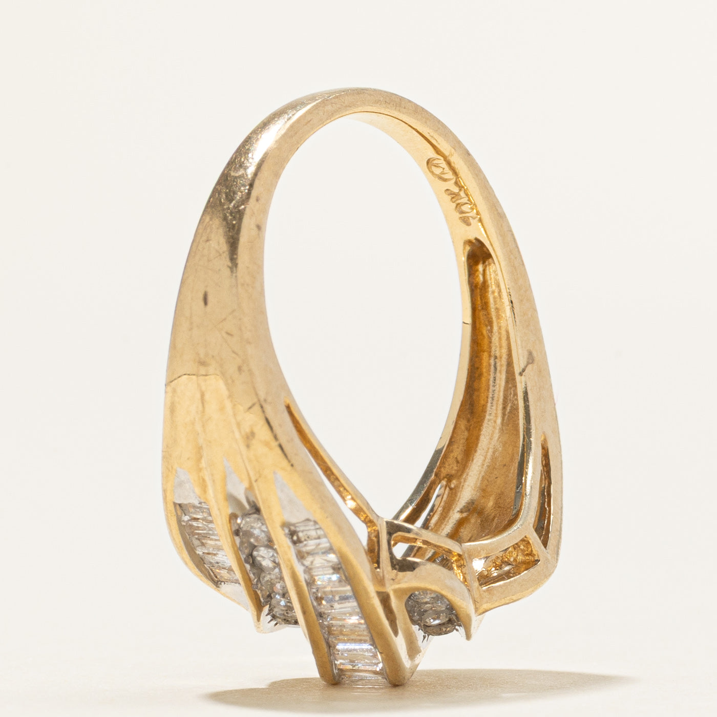 Channel Set Diamond Waterfall Cross Over Ring | 0.47ctw | SZ 7.25