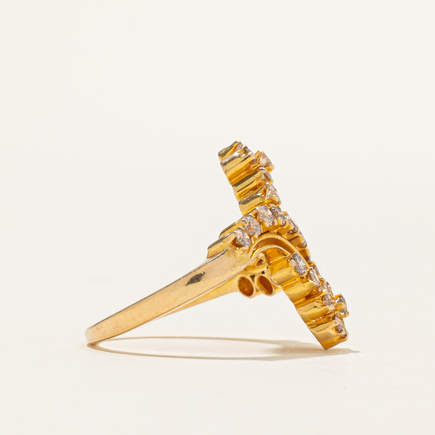 18k Yellow Gold Brown Diamond Cluster Bypass Ring | 0.71ctw | SZ 6