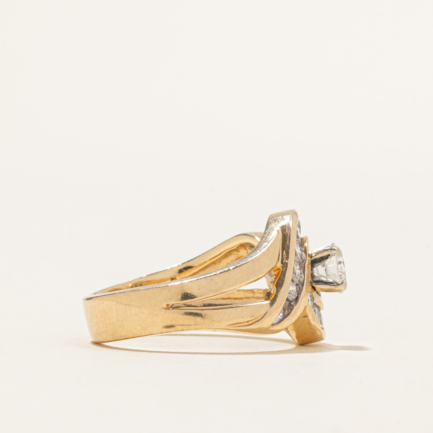 Diamond Semi Halo Chunky Bypass Ring | 0.68ctw | SZ 6