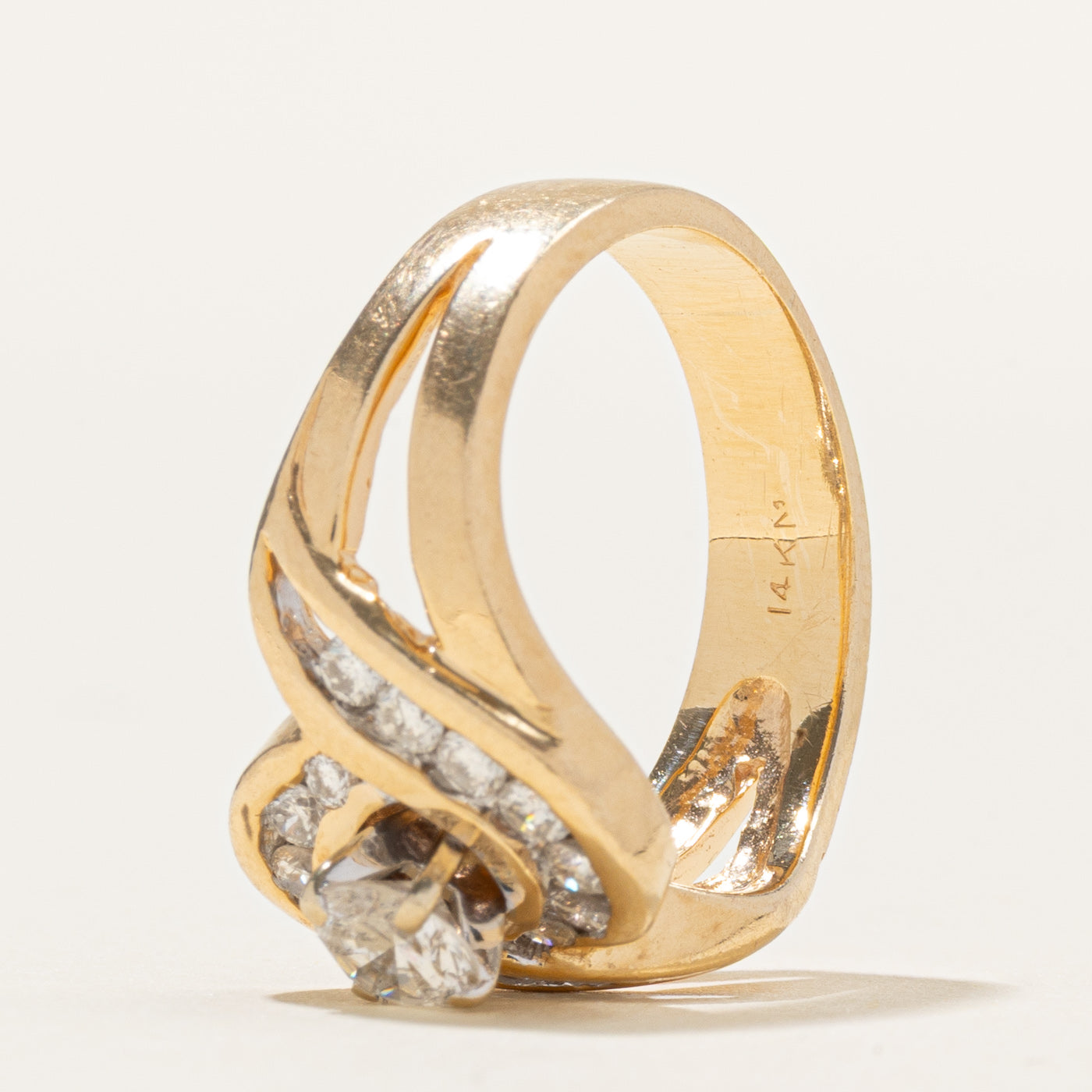 Diamond Semi Halo Chunky Bypass Ring | 0.68ctw | SZ 6