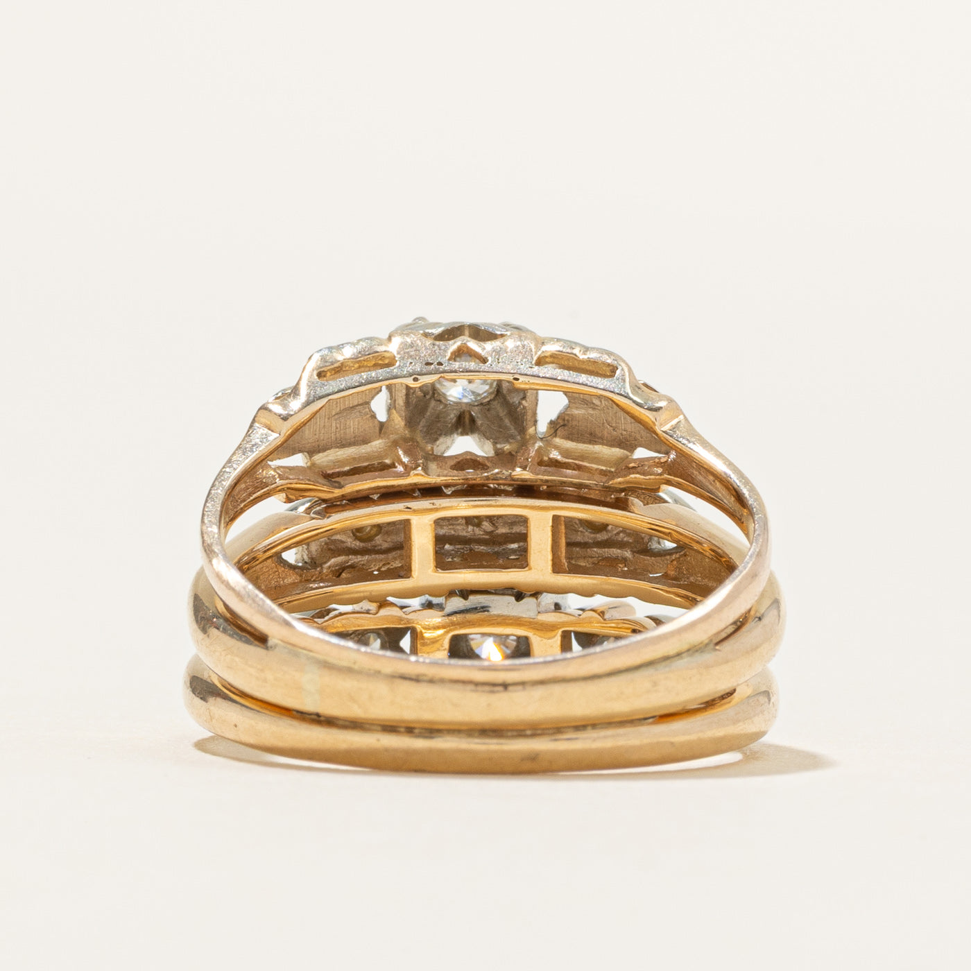 Illusion Set Diamond Soldered Wedding Ring Set | 0.20ctw | SZ 4.75