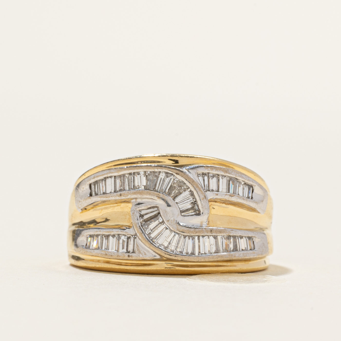 18k Baguette Cut Diamond Link Design Band | 0.38ctw | SZ 6.5