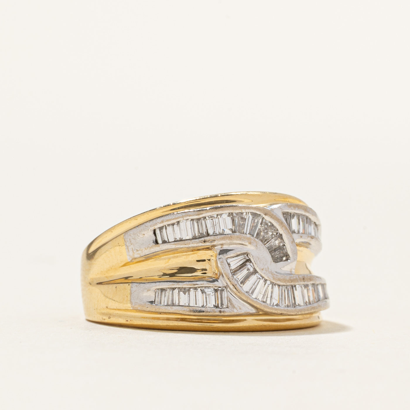 18k Baguette Cut Diamond Link Design Band | 0.38ctw | SZ 6.5