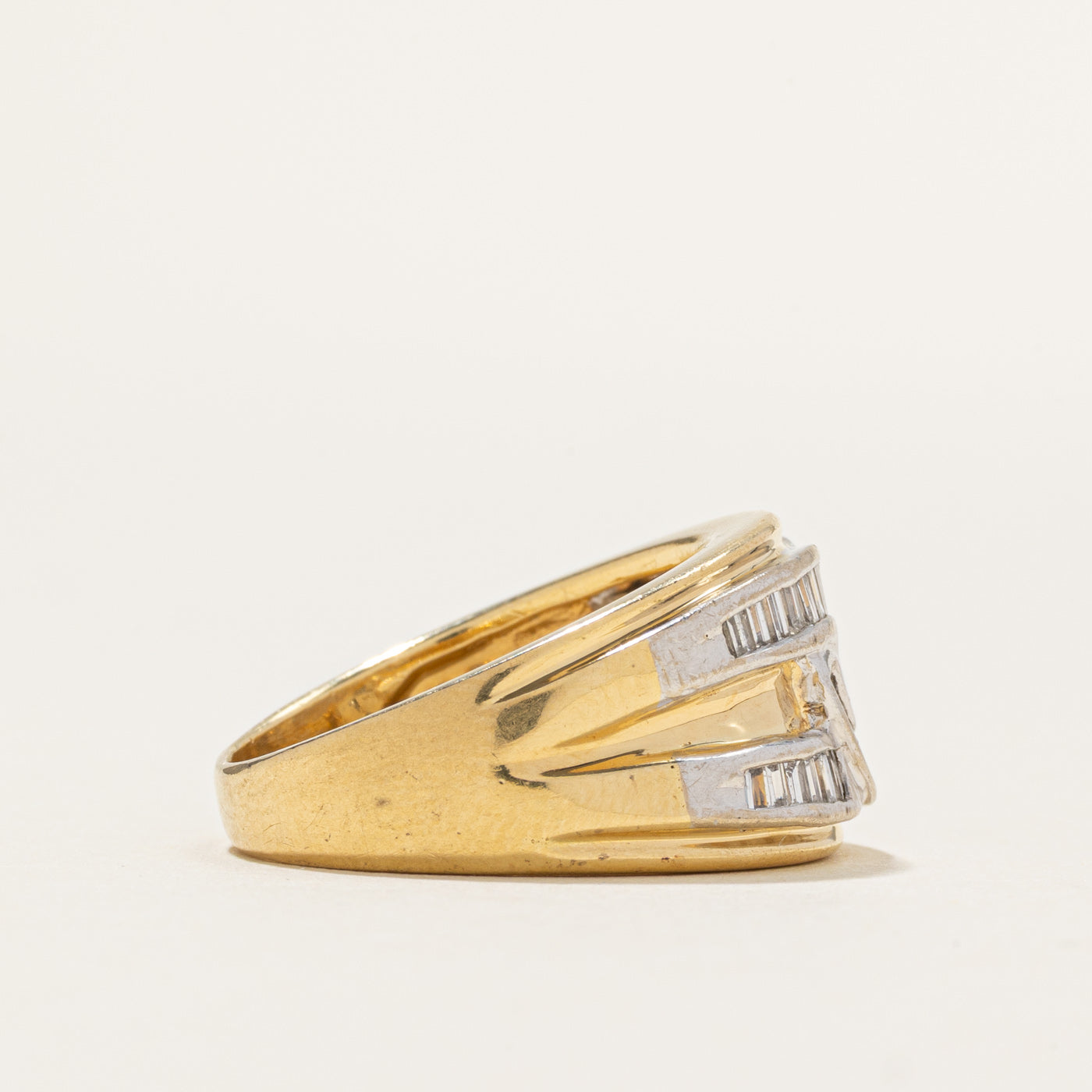 18k Baguette Cut Diamond Link Design Band | 0.38ctw | SZ 6.5