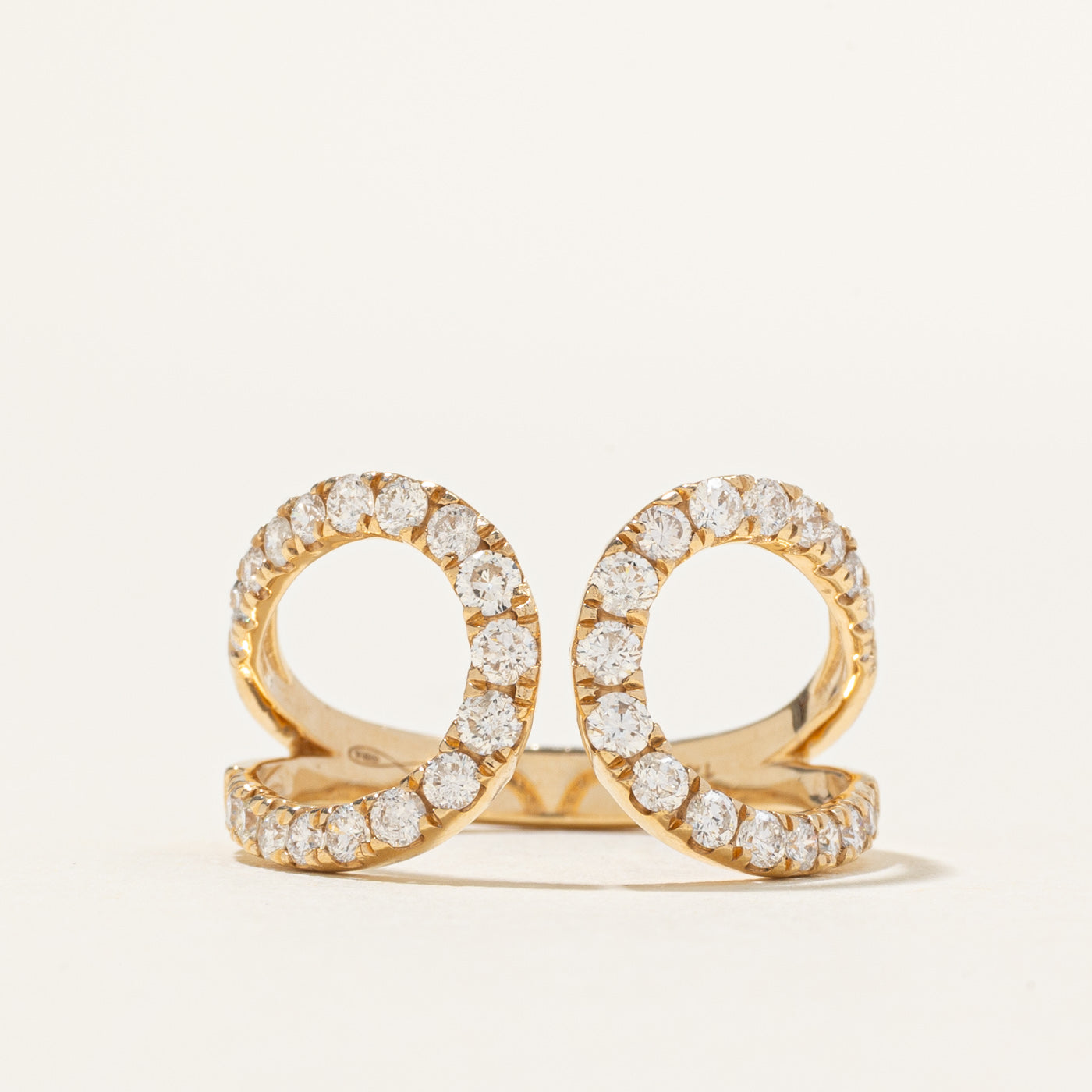 'Graziela' Pave Set Diamond Double Loop Ring | 0.79ctw | SZ 7.25