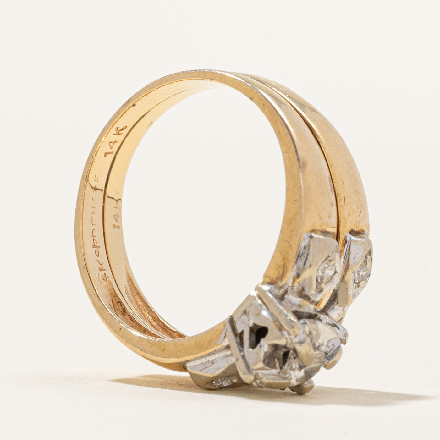 Illusion Set Diamond Soldered Wedding Ring Set | 0.20ctw | SZ 6