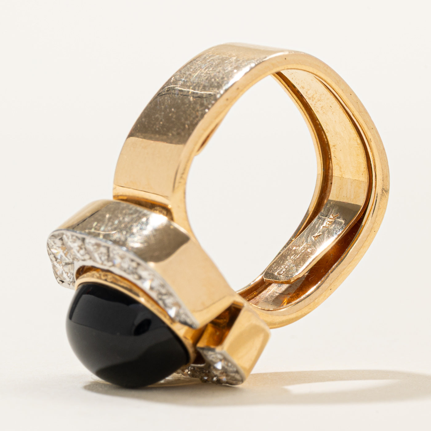 'Cavelti' 18K Onyx & Diamond Semi Halo Ring | 5.75ct, 1.05ctw | SZ 7.5