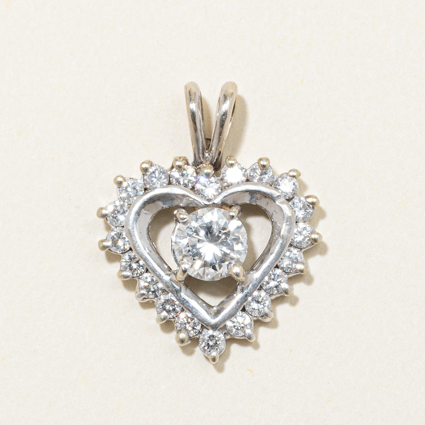 Diamond Halo Heart Pendant | 0.85ctw