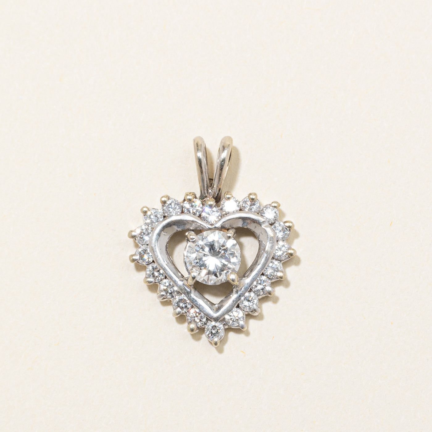 Diamond Halo Heart Pendant | 0.85ctw