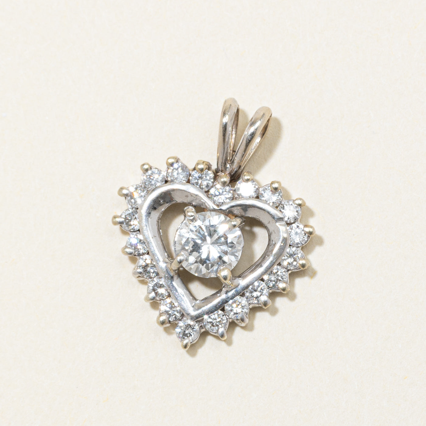 Diamond Halo Heart Pendant | 0.85ctw