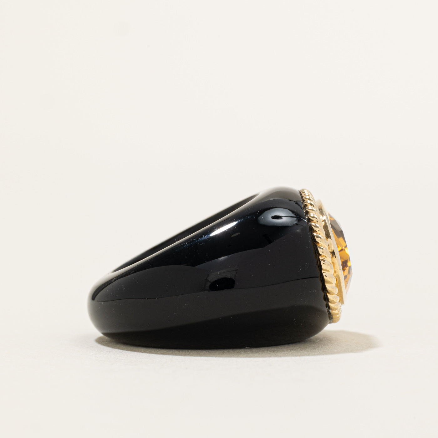 East West Citrine & Carved Onyx Ring | 46.00ctw | SZ 6.5