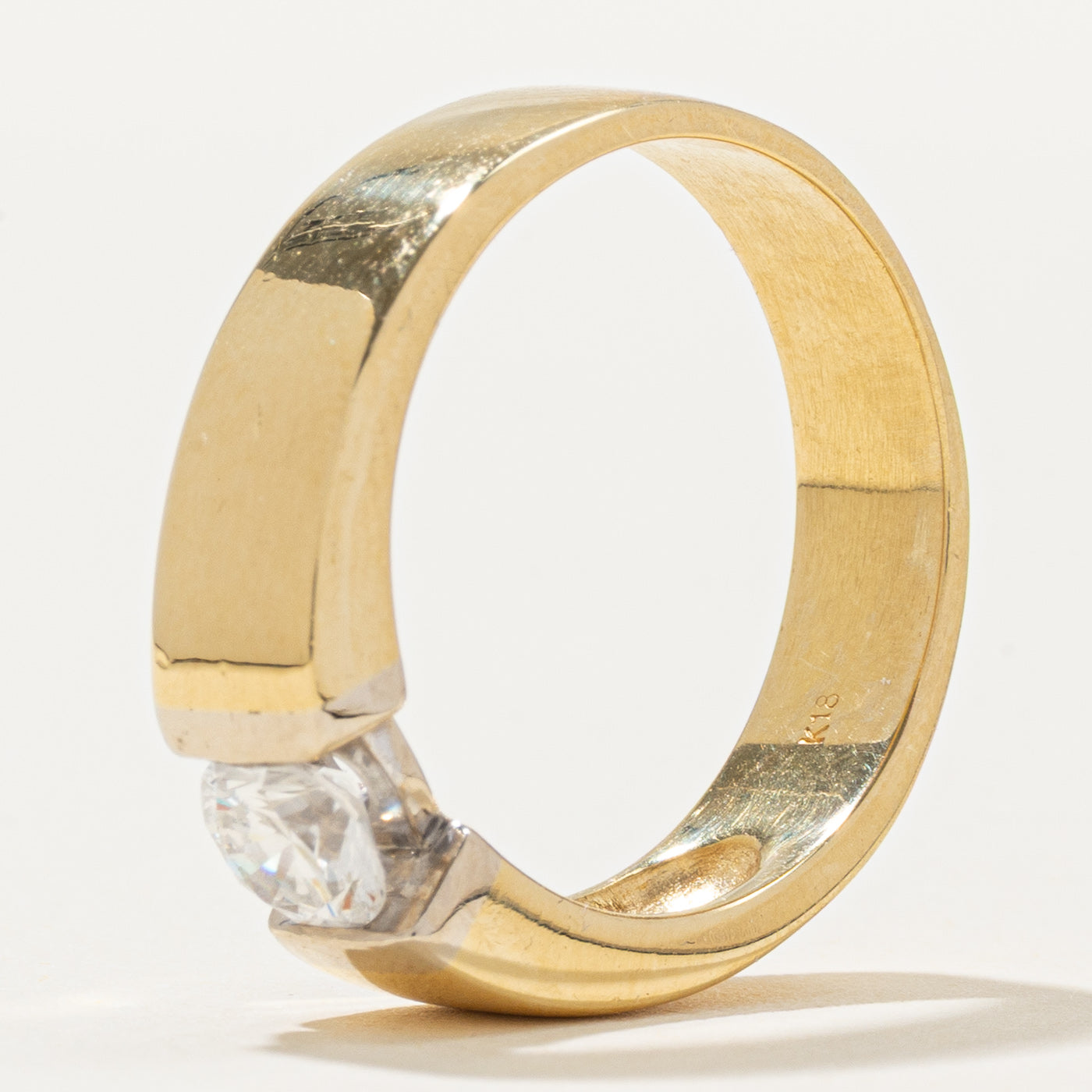 18k Solitaire Tension Set Diamond Band | 0.56ct SI1 F | SZ 9