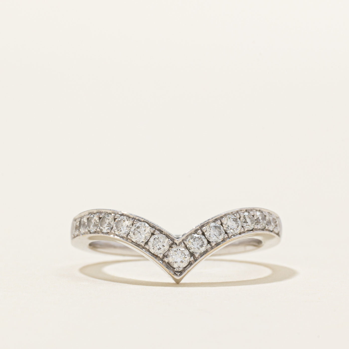 18K Semi Eternity Diamond Chevron Ring | 0.50ctw | SZ 5
